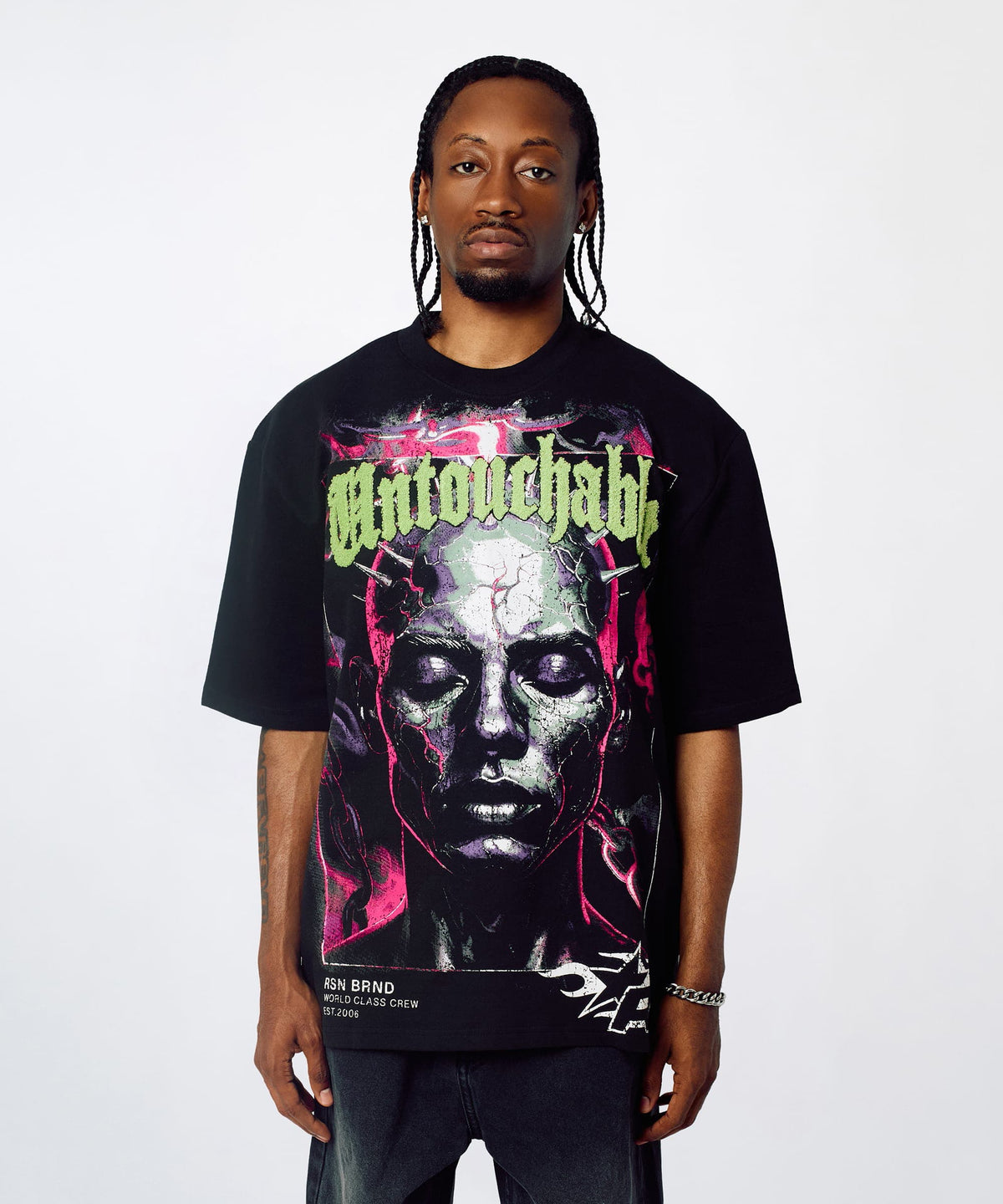 Reason Clothing Recommended | Untouchable Chenille Patched Short Sleeve Tee - Black