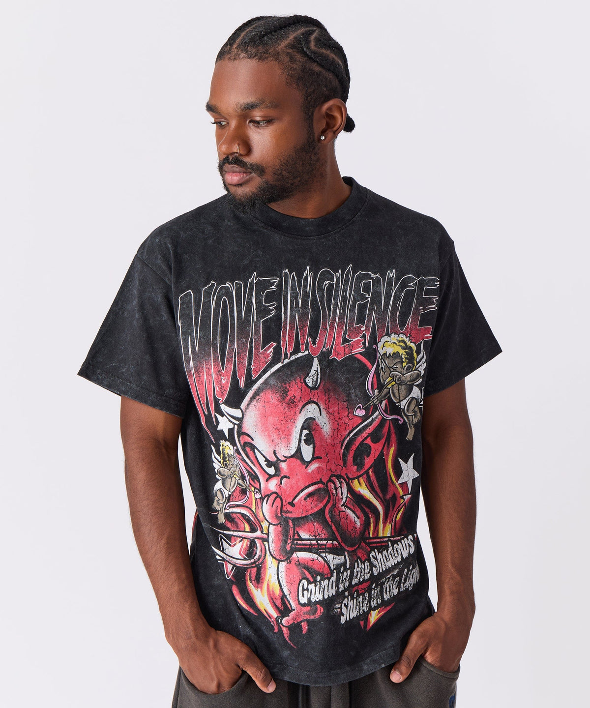 Reason Clothing Best Seller | Move In Silence Washed Short Sleeve Tee - Black