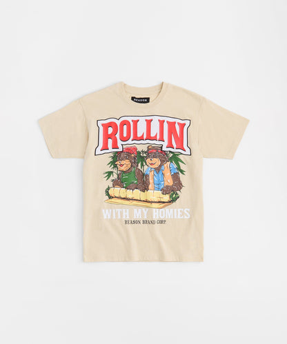 Reason Clothing Quality | Cheech & Chong Rollin With My Homies Graphic Short Sleeve Tee - Khaki