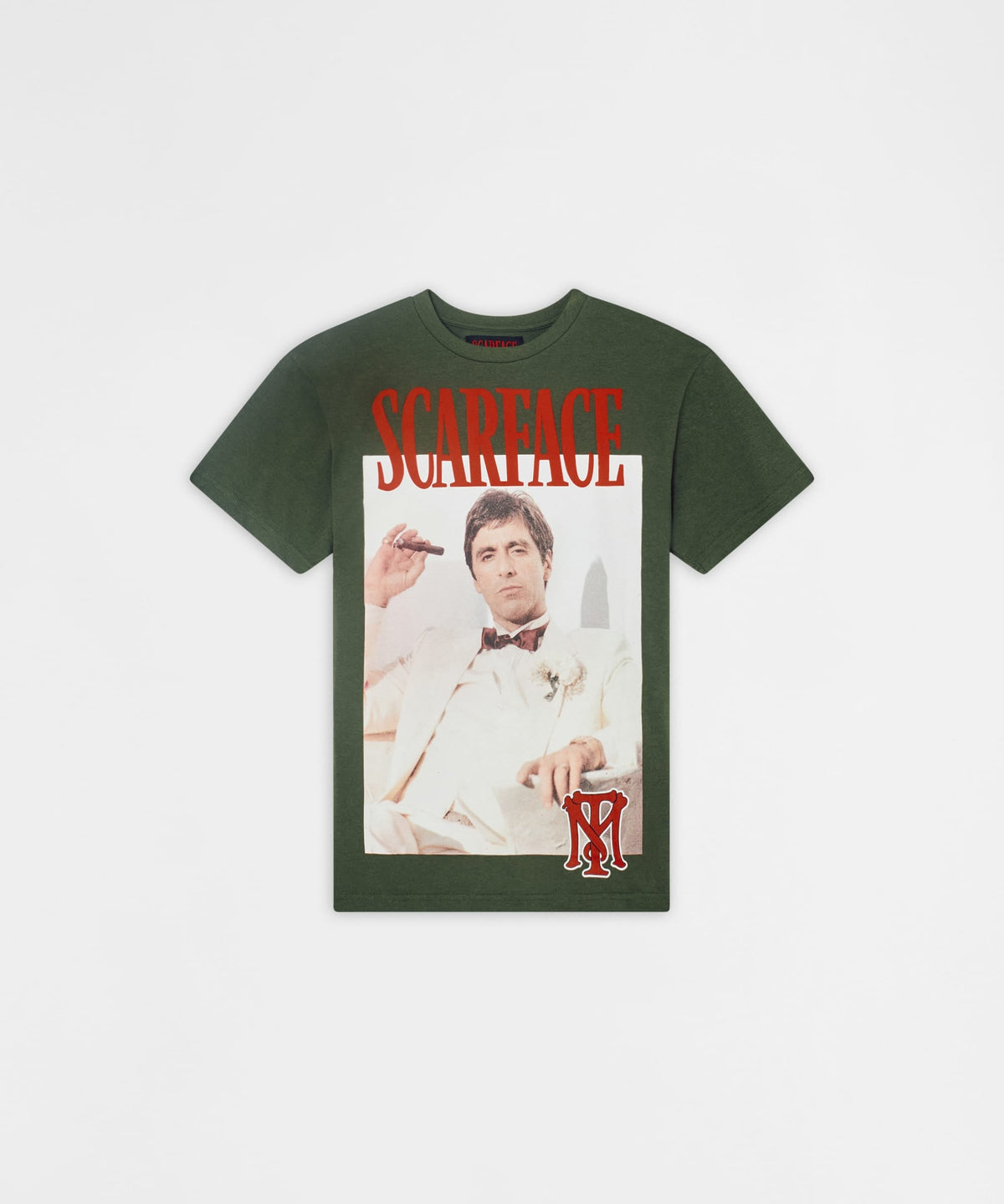 Reason Clothing Premium | Scarface White Suit Short Sleeve Tee - Olive Green
