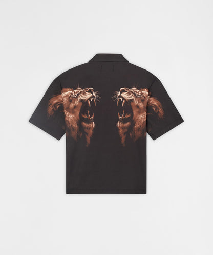 Reason Clothing Essential | King's Roar Viscose Button Down Short Sleeve Shirt - Black