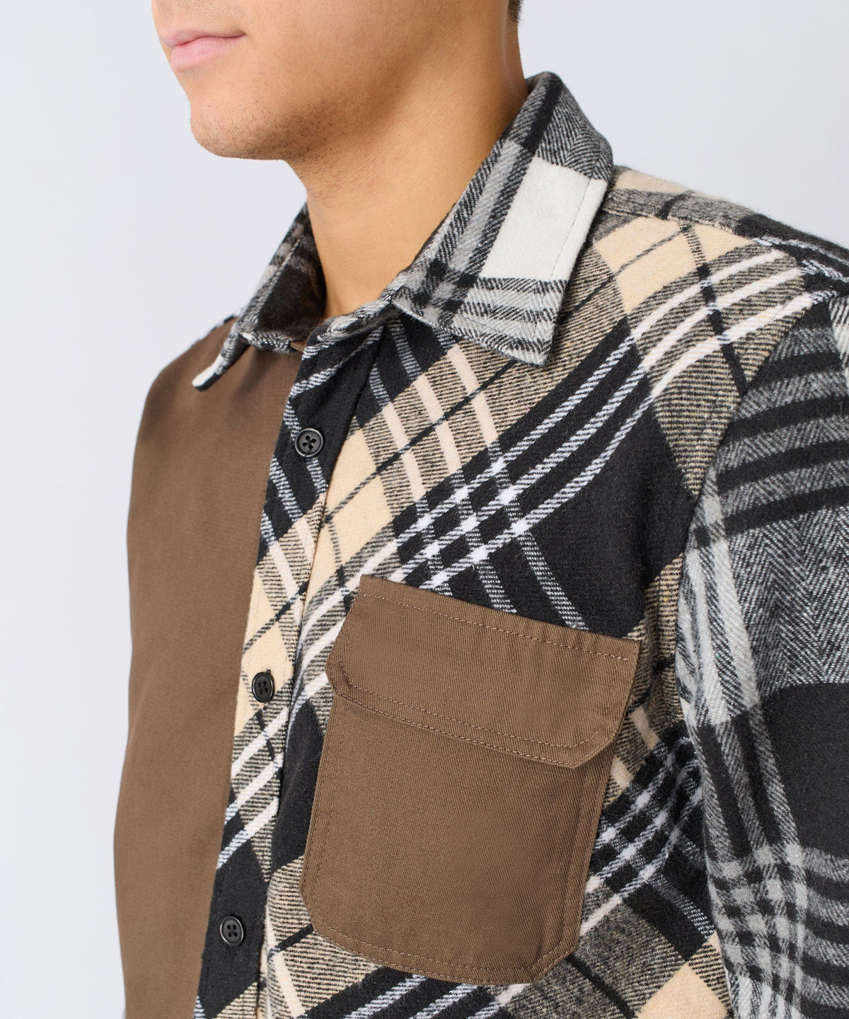 Reason Clothing Featured | Snakes Flannel Checkered Button Down Long Sleeve Shirt - Grey