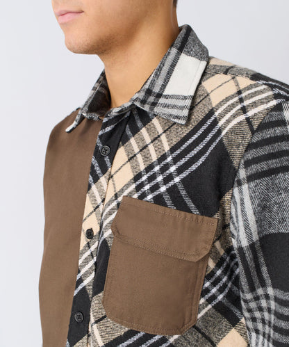 Reason Clothing Featured | Snakes Flannel Checkered Button Down Long Sleeve Shirt - Grey