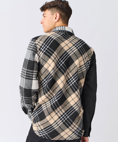 Reason Clothing Featured | Snakes Flannel Checkered Button Down Long Sleeve Shirt - Grey
