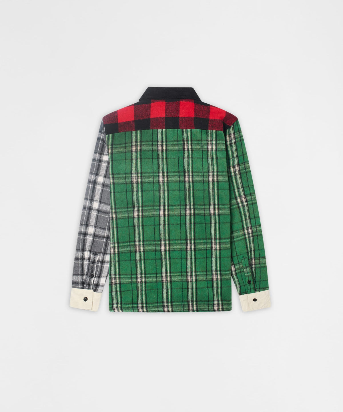 Reason Clothing Trending | Patchwork Plaid Button Down Long Sleeve Shirt - Multicolor
