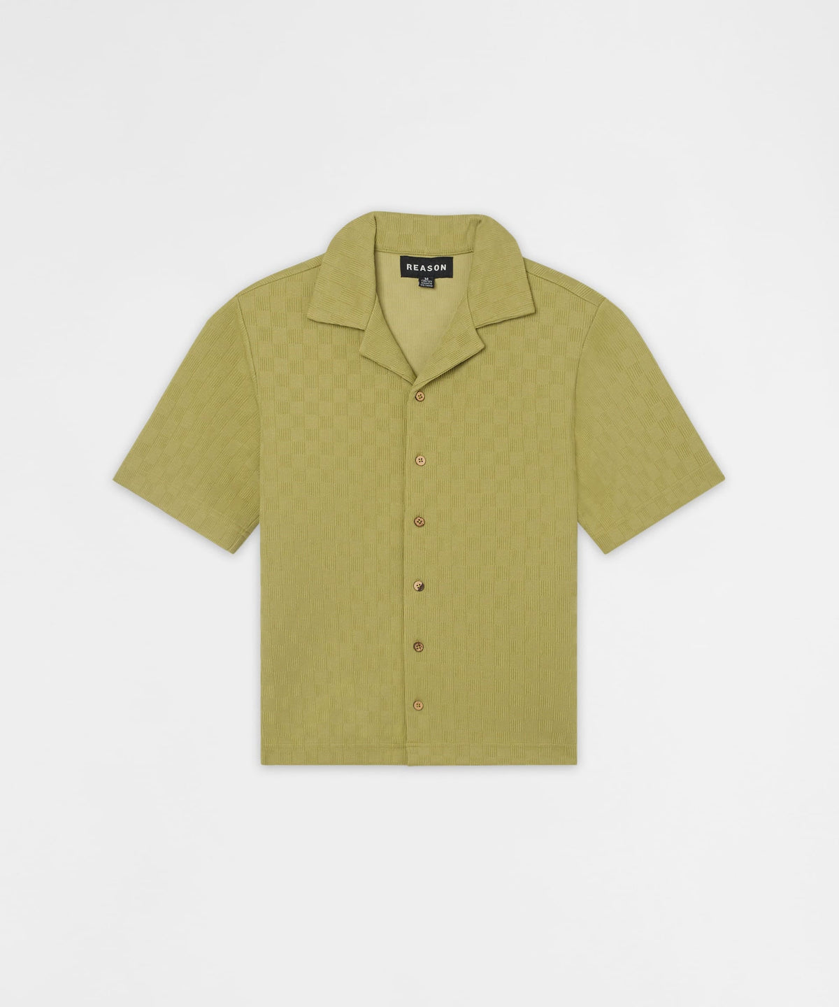 Reason Clothing Discount | Jacquard Knit Short Sleeve Button-Down Shirt - Olive Green
