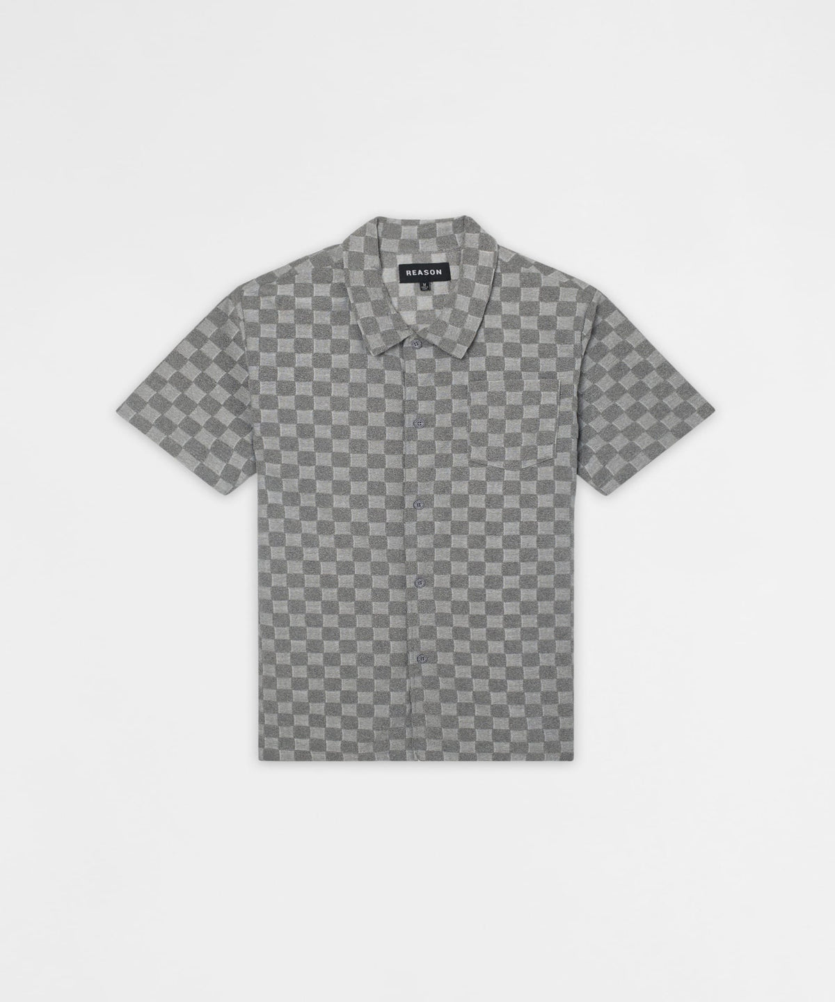 Reason Clothing Everyday | Checkerboard Viscose Button-Down Shirt - Grey