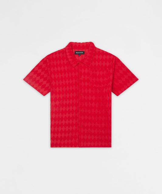 Reason Clothing Discount | Diamond Viscose Button-Down Shirt - Red