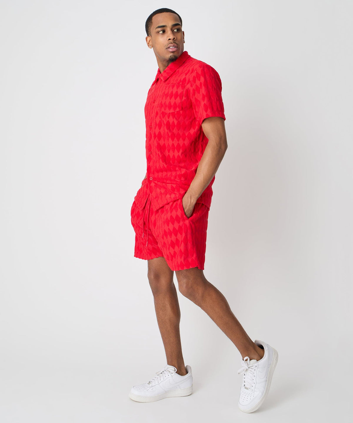 Reason Clothing Discount | Diamond Viscose Button-Down Shirt - Red