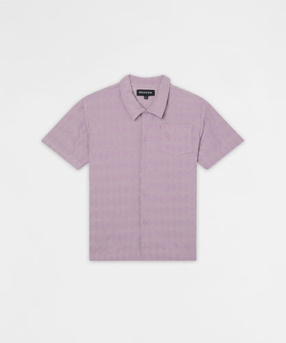 Reason Clothing Essential | Diamond Plate Viscose Short Sleeve Shirt - Mauve