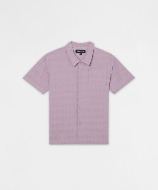 Reason Clothing Essential | Diamond Plate Viscose Short Sleeve Shirt - Mauve
