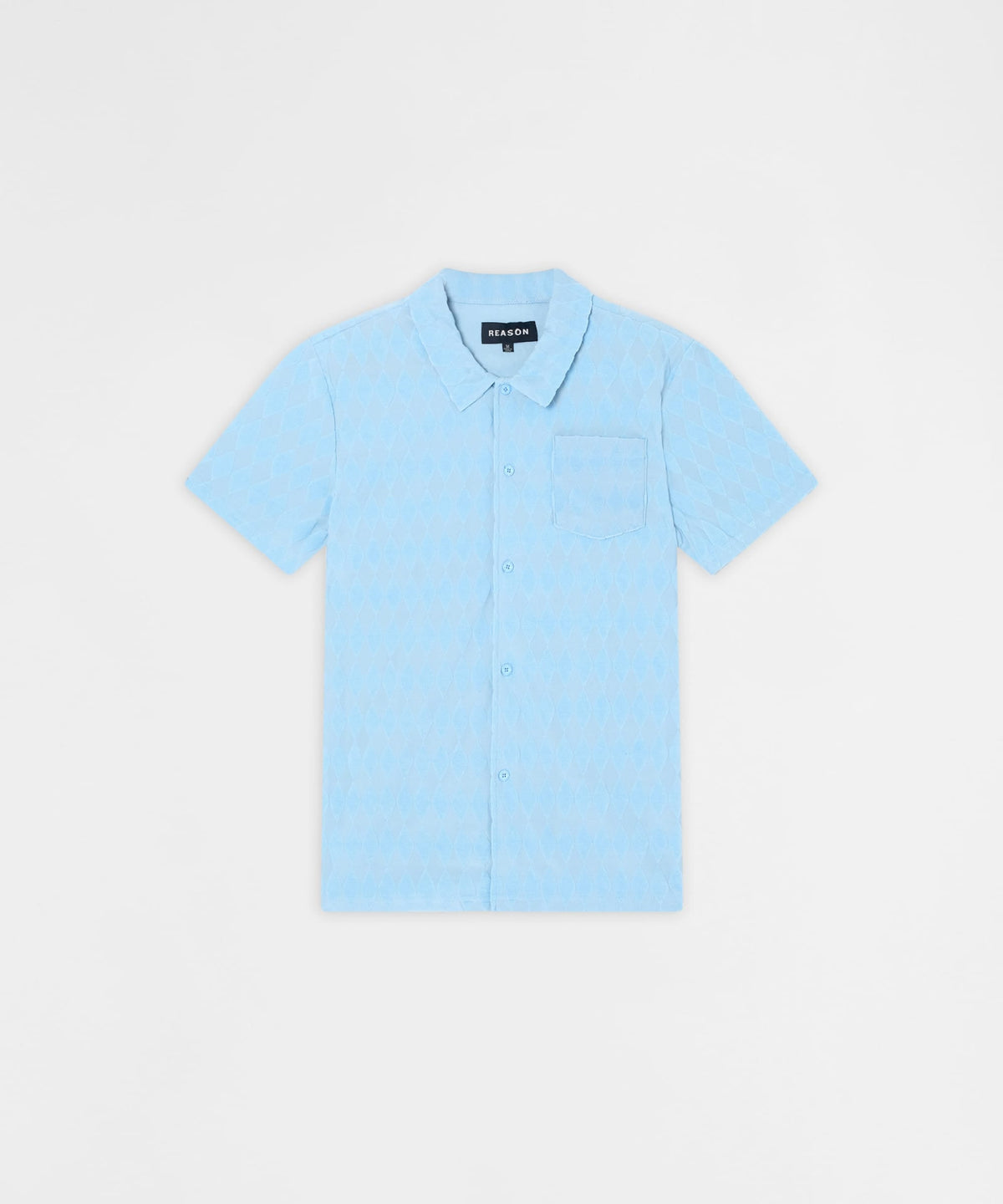 Reason Clothing Featured | Diamond Plate Viscose Short Sleeve Shirt - Light Blue