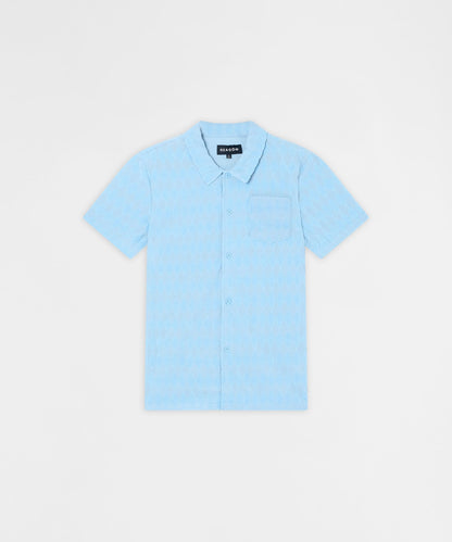 Reason Clothing Featured | Diamond Plate Viscose Short Sleeve Shirt - Light Blue