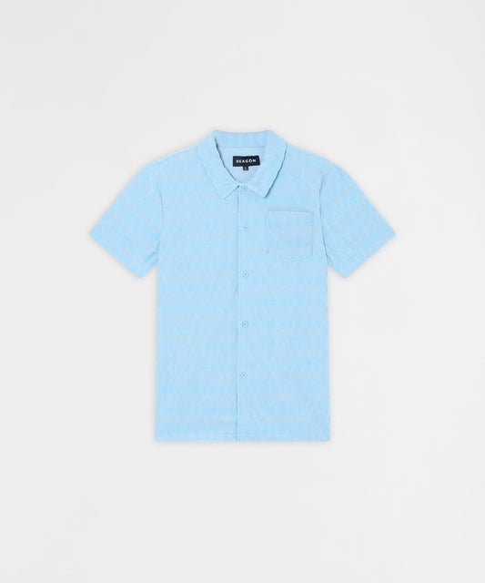 Reason Clothing Featured | Diamond Plate Viscose Short Sleeve Shirt - Light Blue
