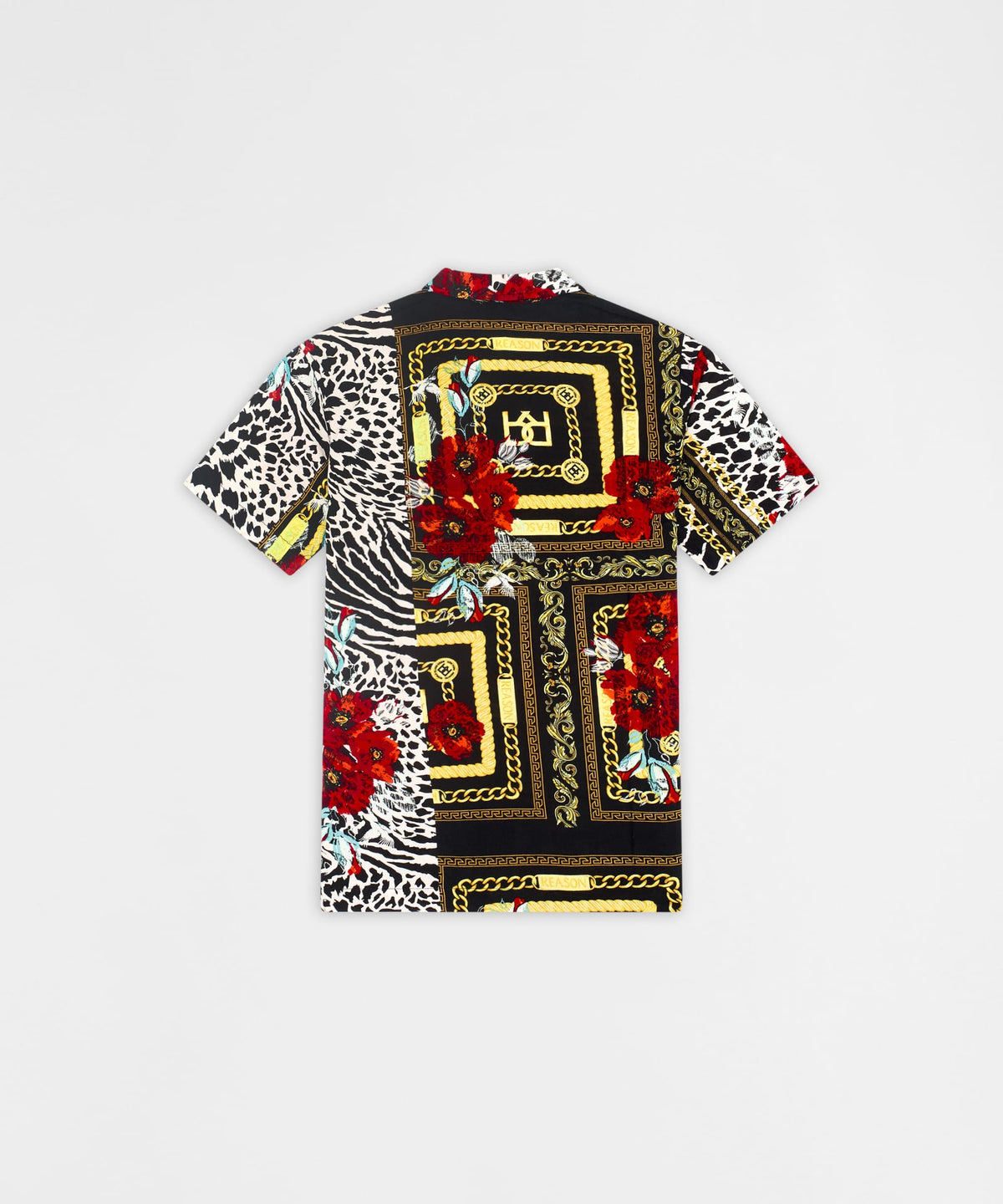 Reason Clothing Special Offer | Floral & Chains Woven Shirt - Red