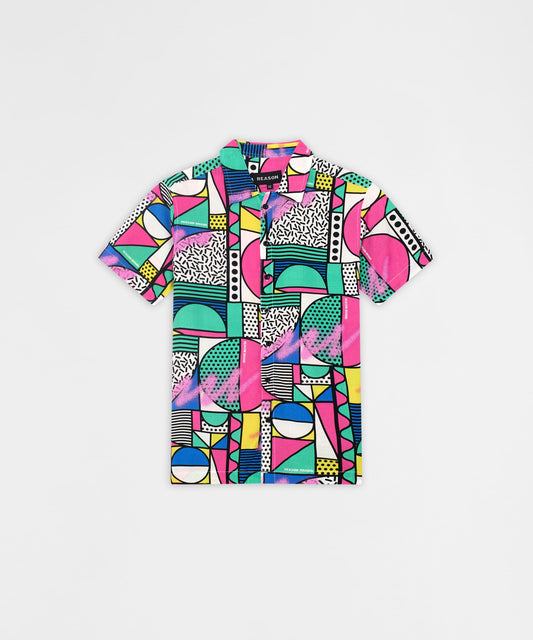 Reason Clothing Premium | Memphis Viscose Button-Down Short Sleeve Shirt - Multicolor