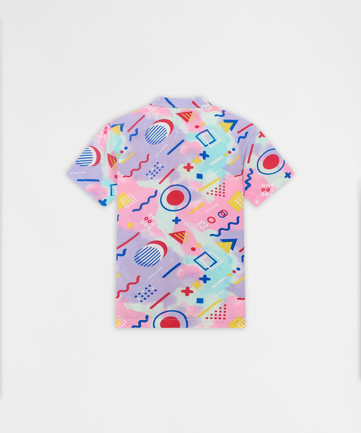 Reason Clothing Exclusive | Retro Geometric Viscose Button-Down Short Sleeve Shirt - Multicolor