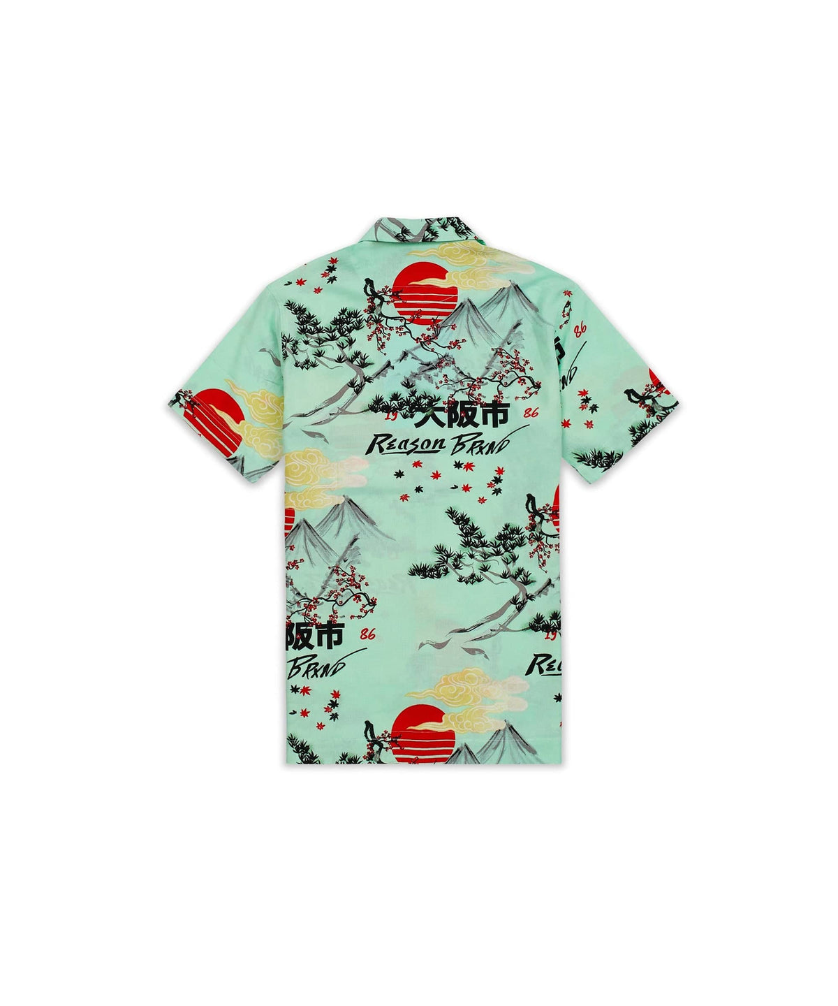 Reason Clothing Quality | Mount Fuji Viscose Button-Down Short Sleeve Shirt - Mint