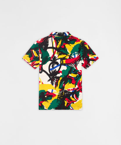 Reason Clothing Great Value | Abstract Viscose Button-Down Short Sleeve Shirt - Multicolor