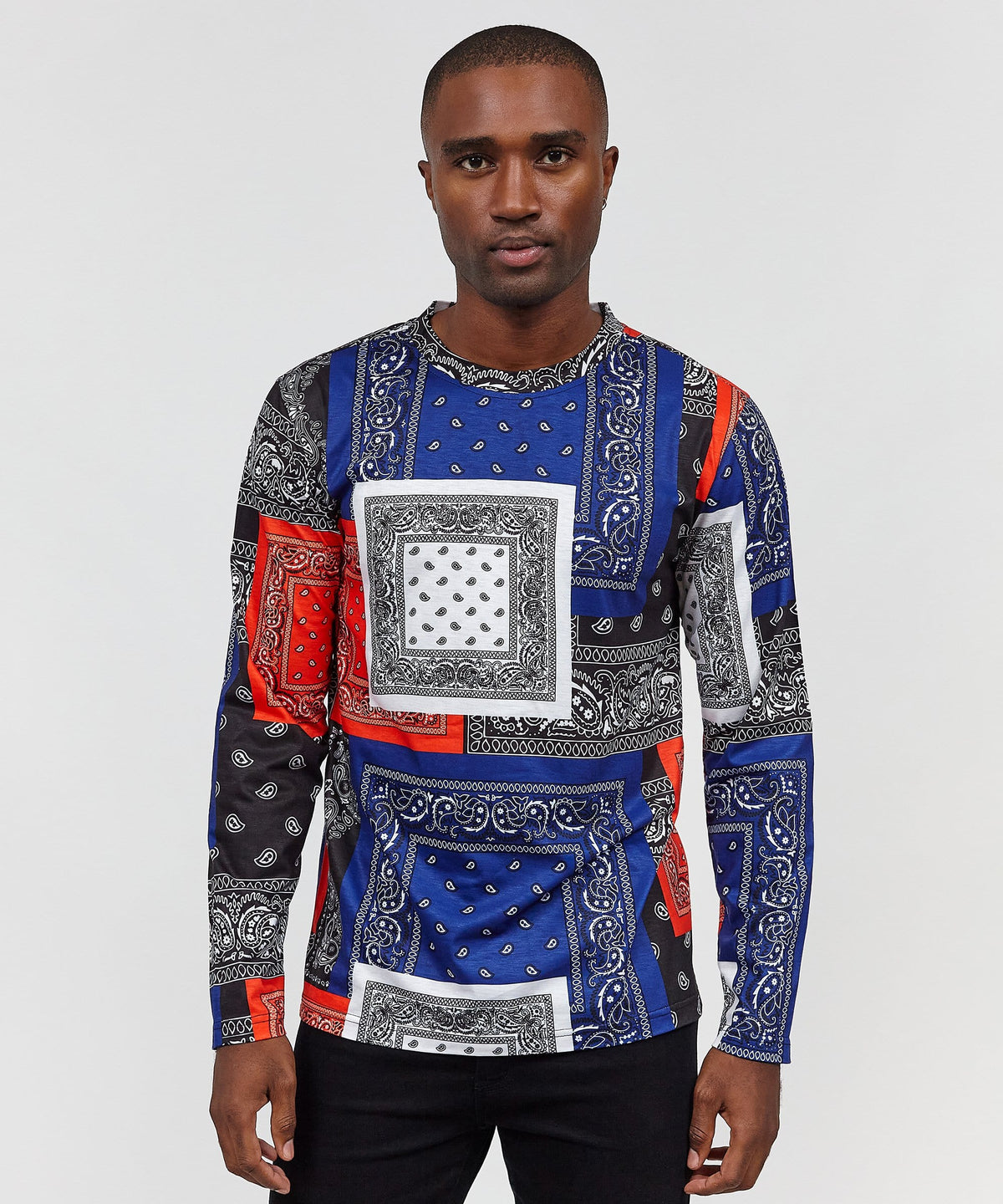 Reason Clothing Deals | Flag Bandana Print Long Sleeve Tee