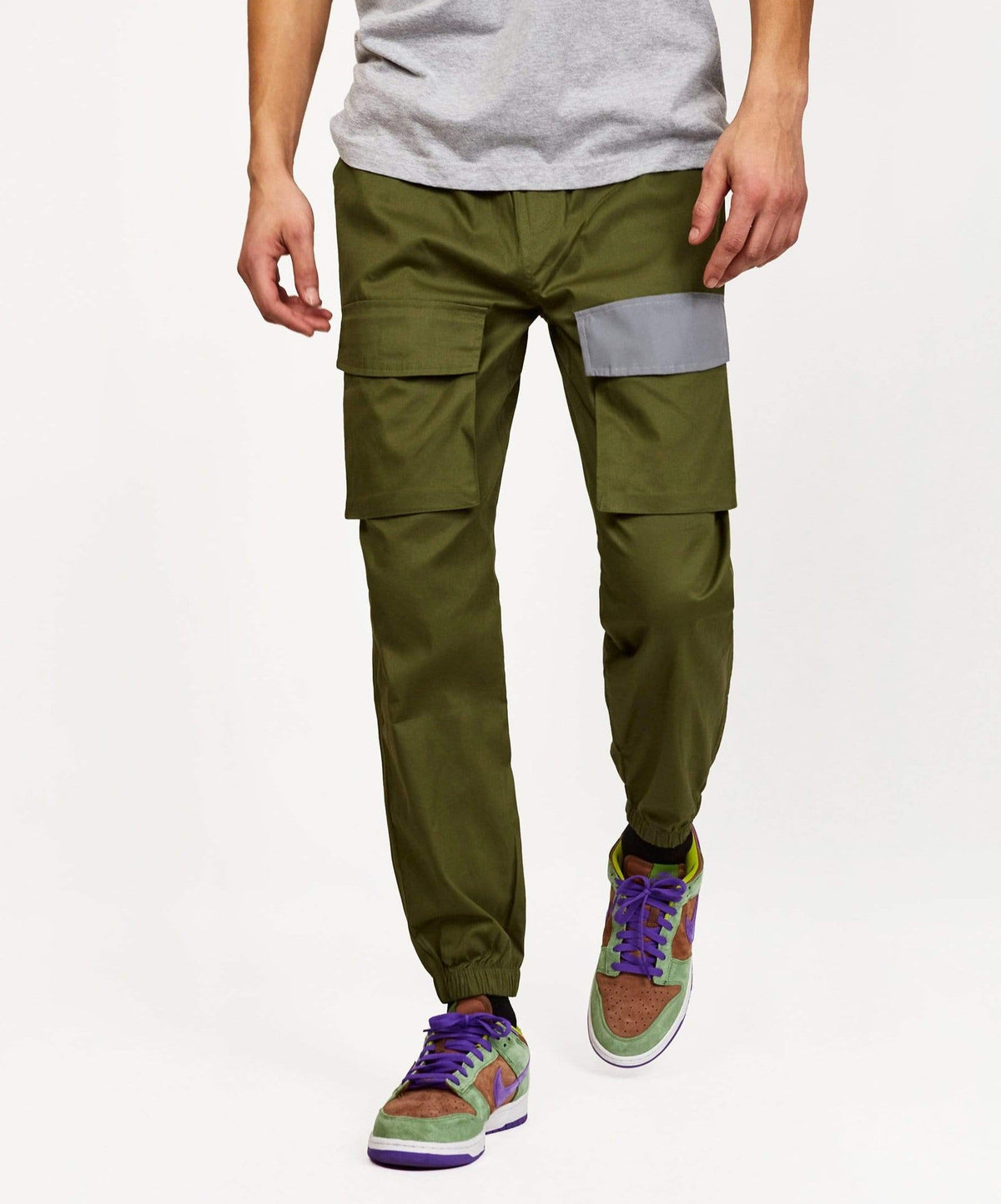 Reason Clothing Smart Buy | Mind Reflective Detail Twill Cargo Pants - Green