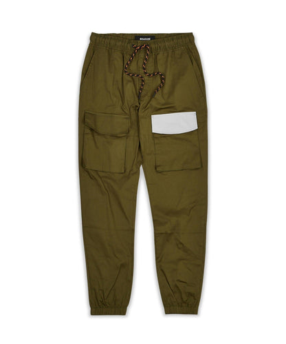 Reason Clothing Smart Buy | Mind Reflective Detail Twill Cargo Pants - Green