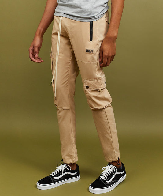 Reason Clothing Exclusive | Cargo Stretch Nylon Utility Khaki Pants