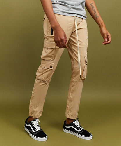 Reason Clothing Exclusive | Cargo Stretch Nylon Utility Khaki Pants