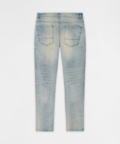 Reason Clothing Popular | Light Wash Repaired Denim Jeans - Blue