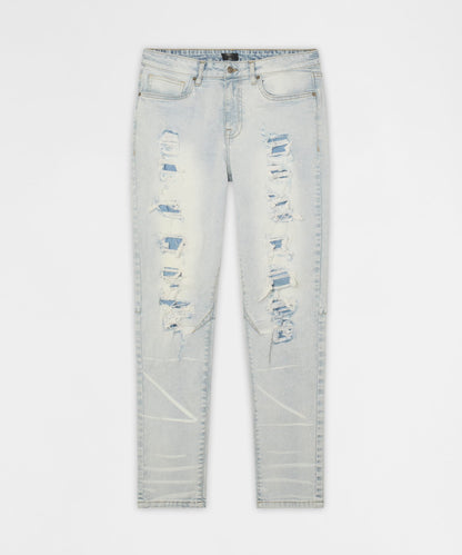 Reason Clothing Latest | Fracture Distressed Skinny Jeans - Light Blue