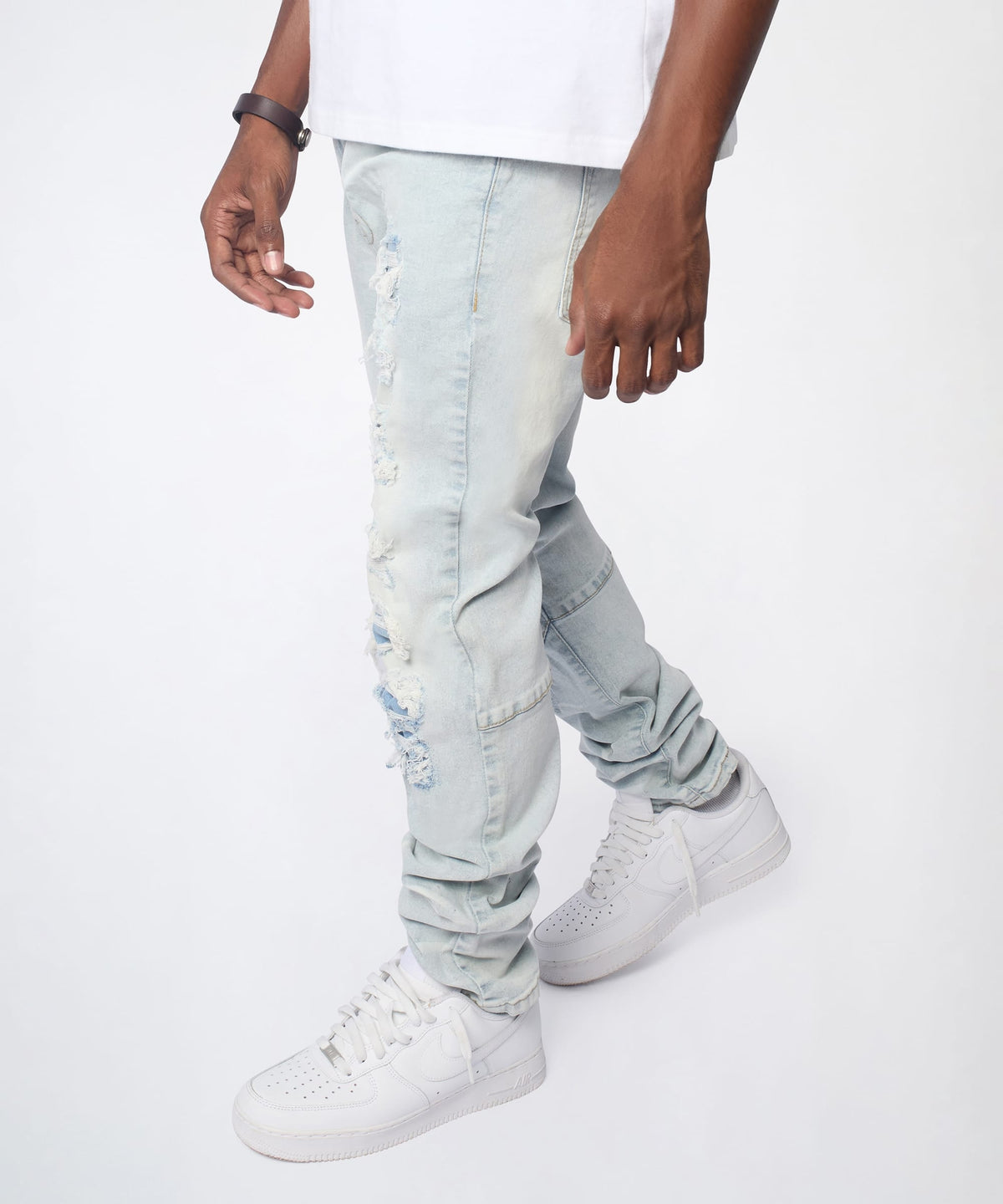 Reason Clothing Latest | Fracture Distressed Skinny Jeans - Light Blue