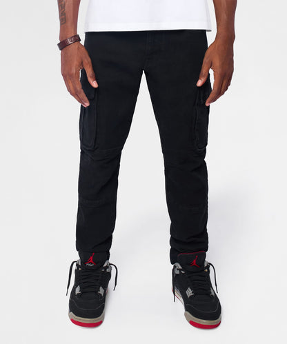 Reason Clothing Popular | Utility Cargo Denim Skinny Jeans - Black