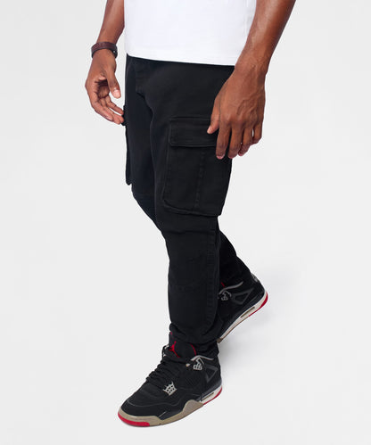 Reason Clothing Popular | Utility Cargo Denim Skinny Jeans - Black