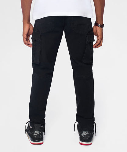 Reason Clothing Popular | Utility Cargo Denim Skinny Jeans - Black