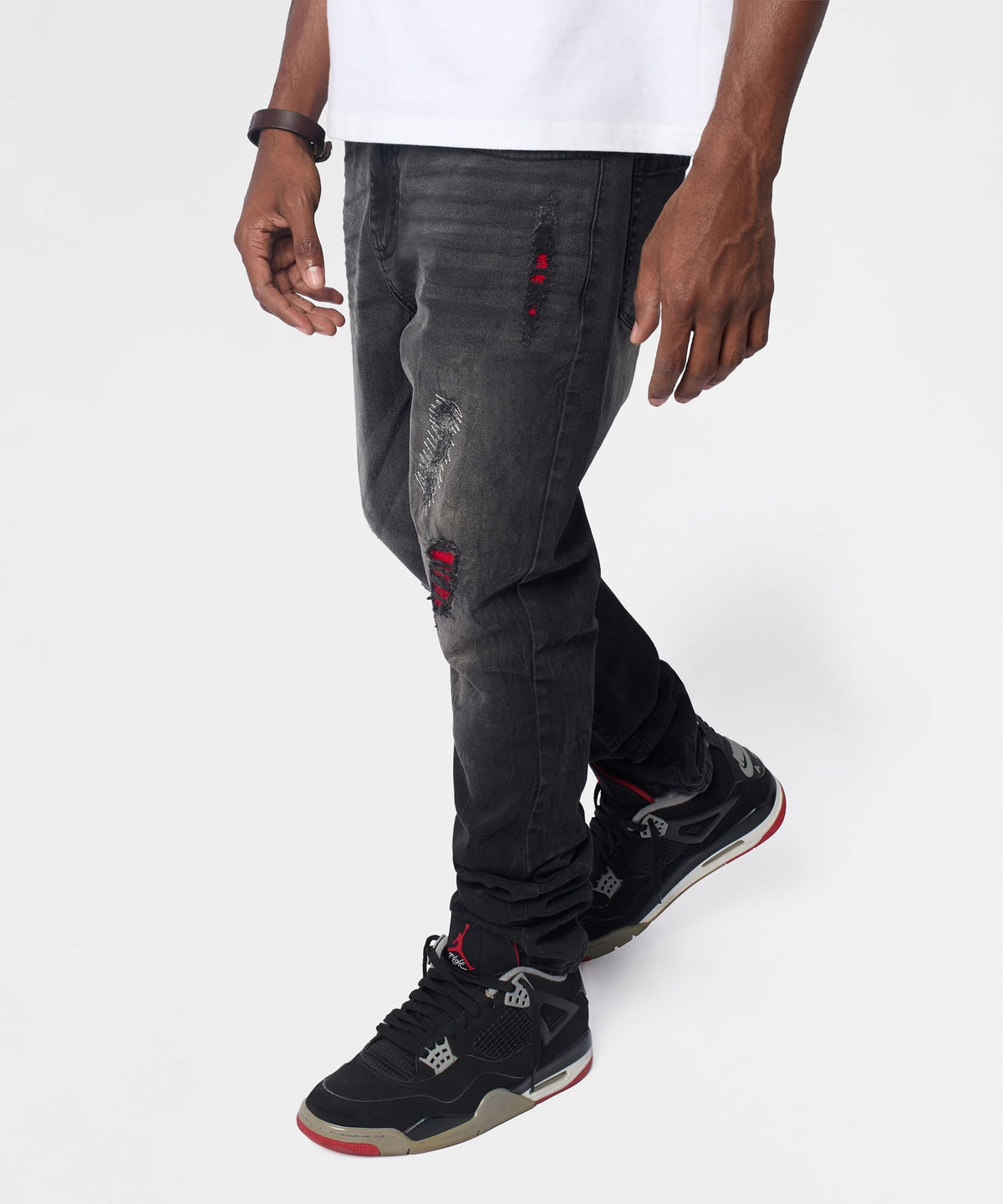 Reason Clothing Top Pick | Vice Distressed Skinny Jeans - Washed Black