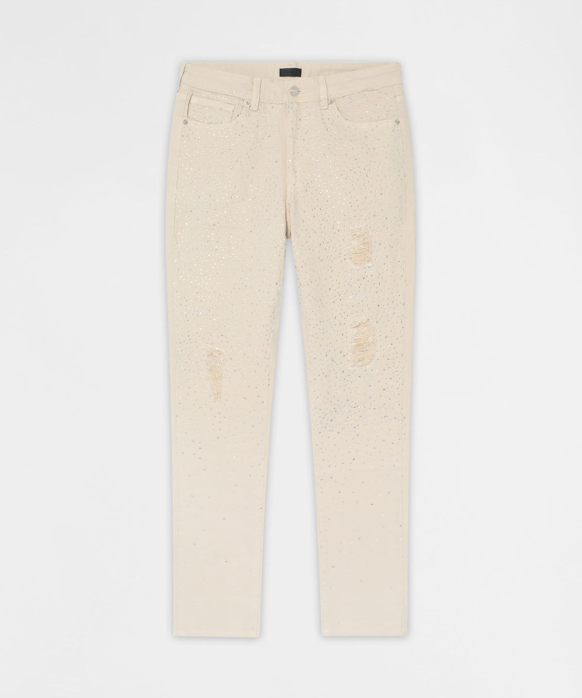 Reason Clothing Classic | Diamond Dust Rhinestone Skinny Jeans - Cream