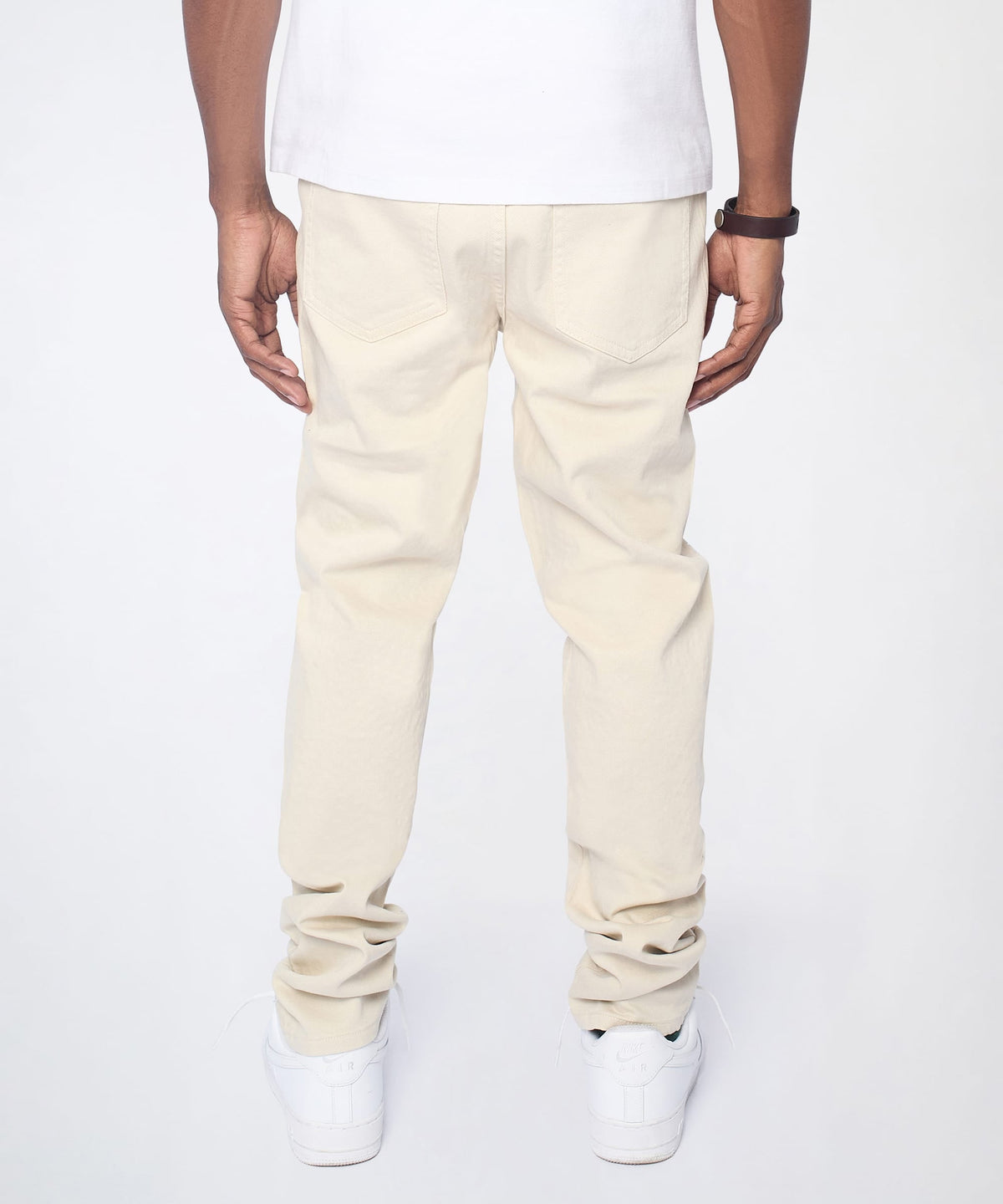 Reason Clothing Classic | Diamond Dust Rhinestone Skinny Jeans - Cream