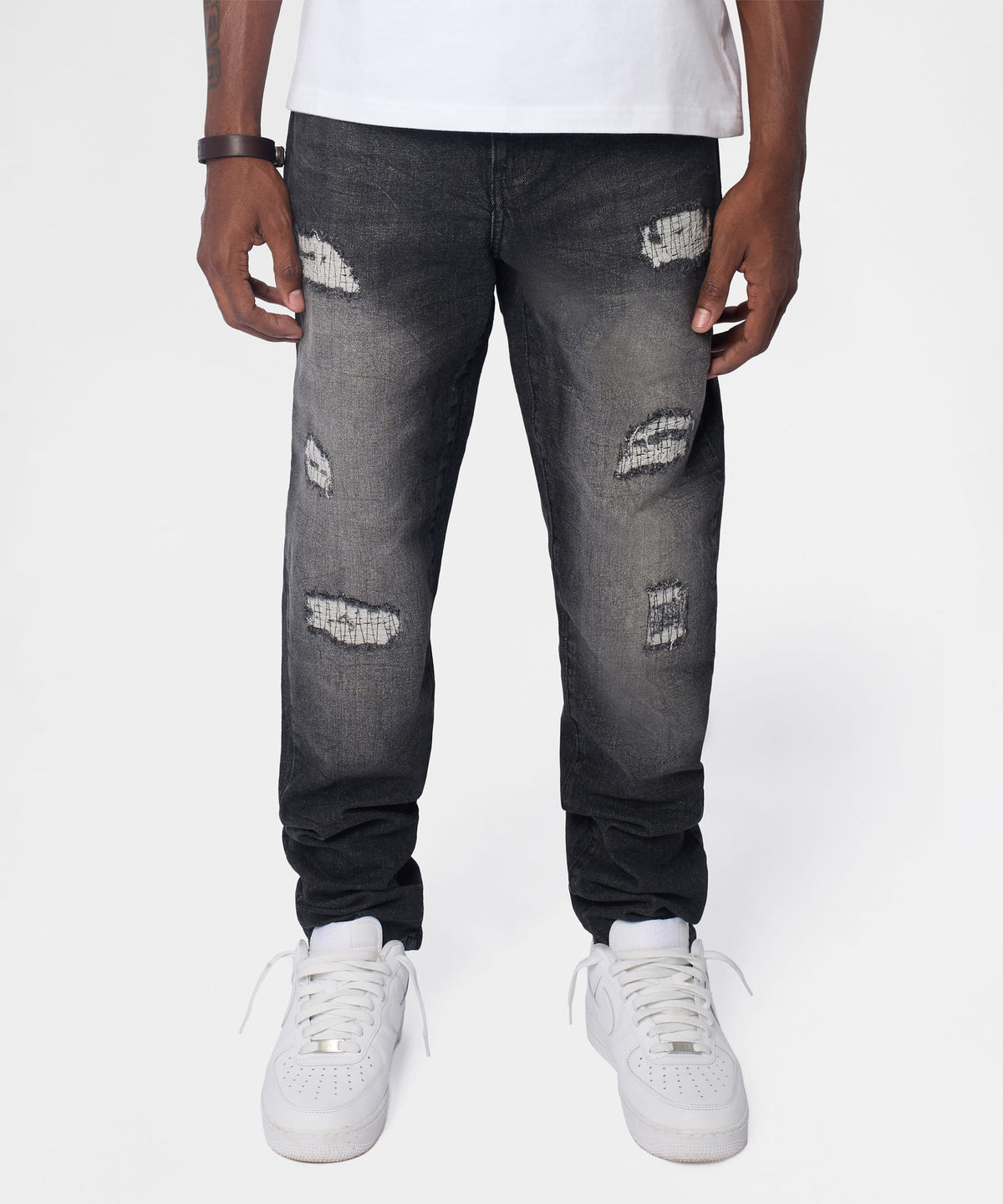 Reason Clothing Quality | Frosted Distressed Skinny Jeans - Grey