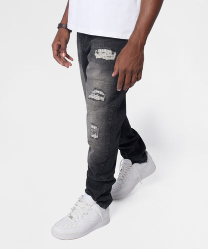 Reason Clothing Quality | Frosted Distressed Skinny Jeans - Grey