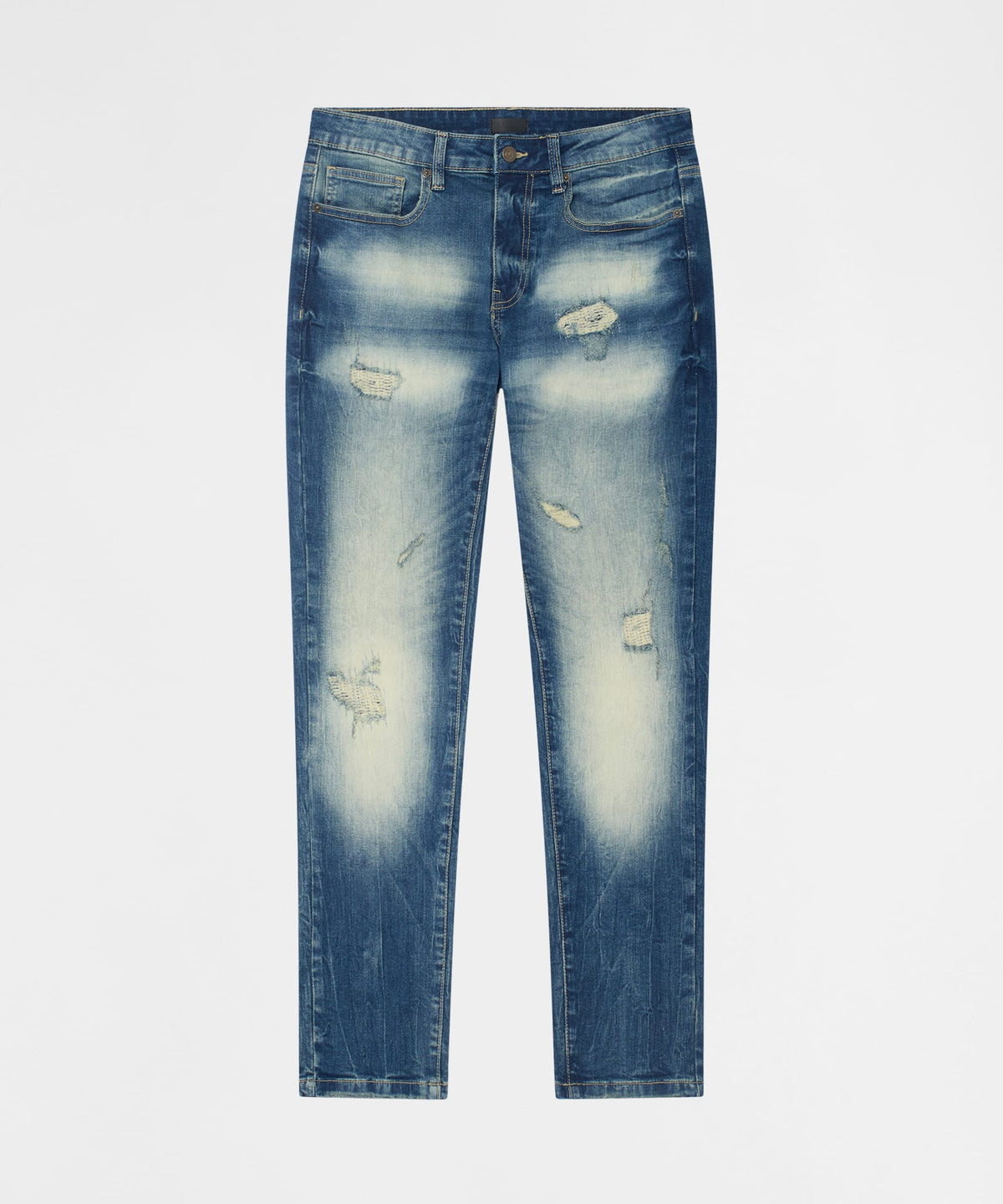 Reason Clothing Trusted | Worn Wash Skinny Jeans - Dark Blue