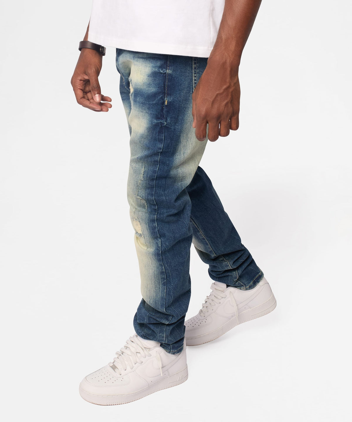 Reason Clothing Trusted | Worn Wash Skinny Jeans - Dark Blue
