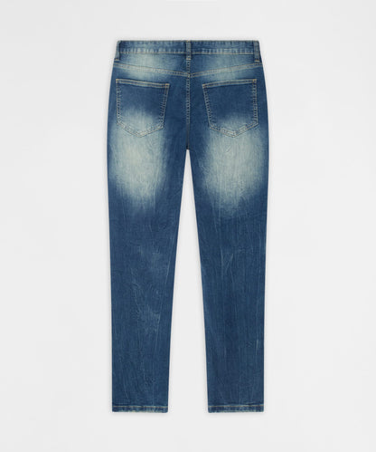 Reason Clothing Trusted | Worn Wash Skinny Jeans - Dark Blue