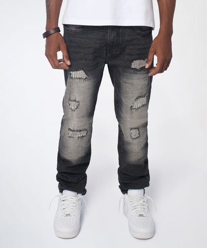 Reason Clothing Trusted | Smokey Distressed Skinny Jeans - Grey