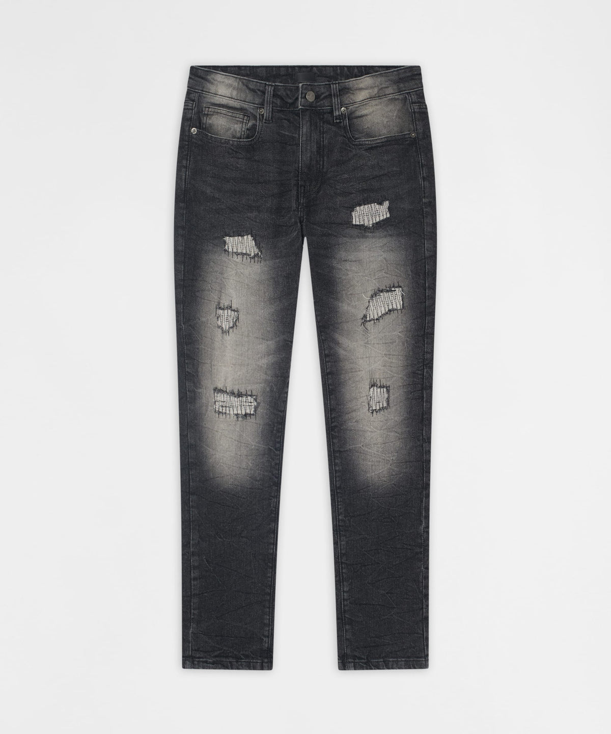 Reason Clothing Trusted | Smokey Distressed Skinny Jeans - Grey