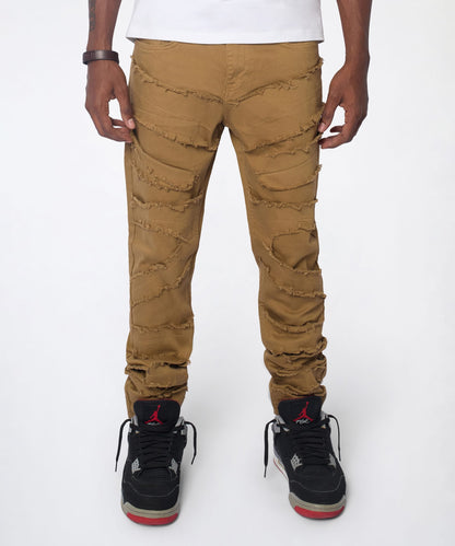 Reason Clothing Essential | Heavy Distressed Frayed Skinny Jean - Khaki