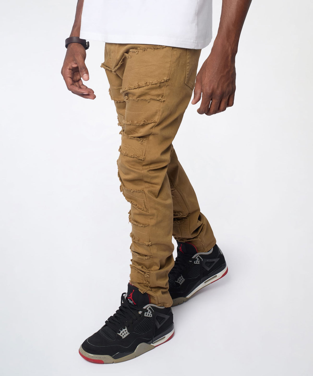 Reason Clothing Essential | Heavy Distressed Frayed Skinny Jean - Khaki