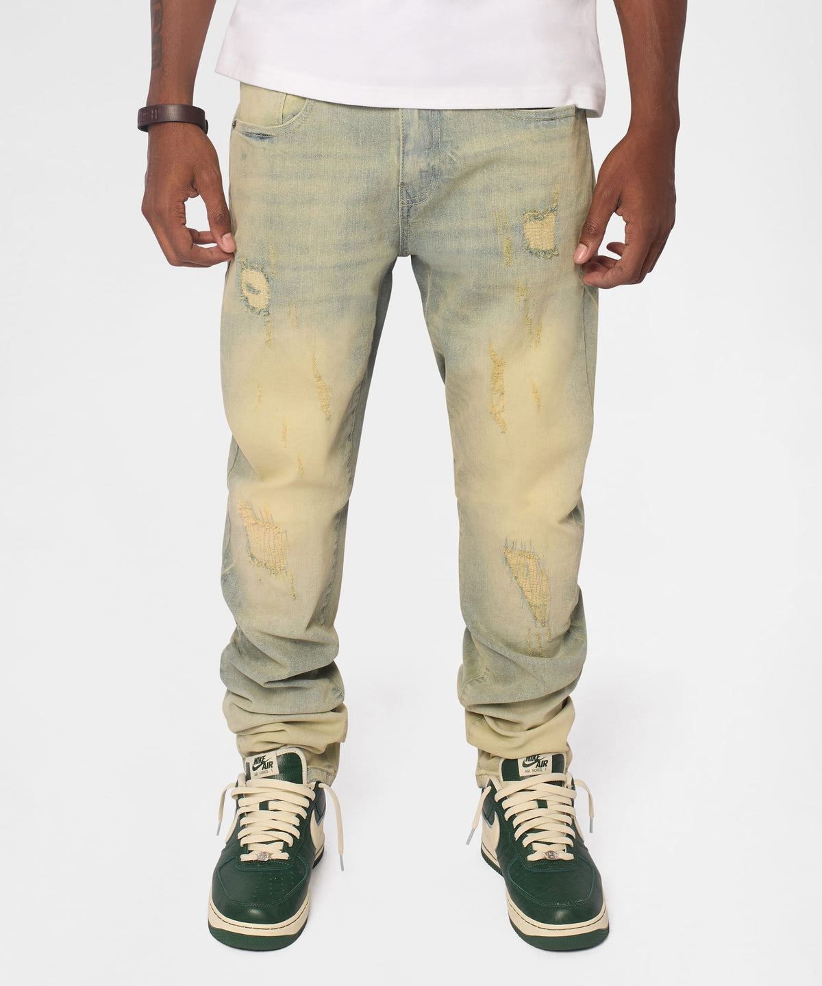 Reason Clothing New | Weekender Distressed Skinny Jeans - Medium Indigo