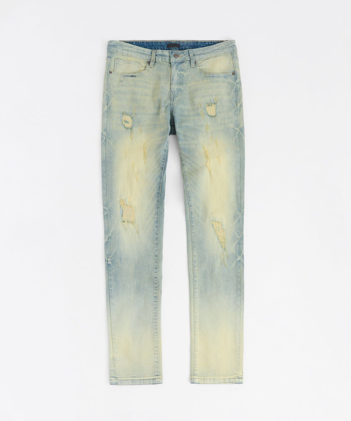 Reason Clothing New | Weekender Distressed Skinny Jeans - Medium Indigo