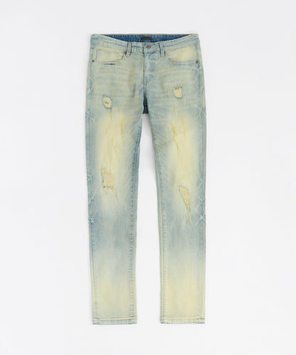 Reason Clothing New | Weekender Distressed Skinny Jeans - Medium Indigo
