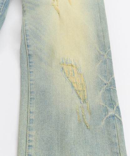 Reason Clothing New | Weekender Distressed Skinny Jeans - Medium Indigo